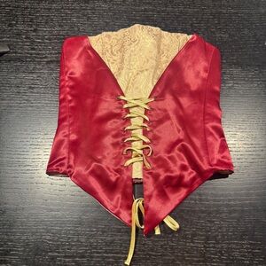 Red and Gold Lace-Up Corset